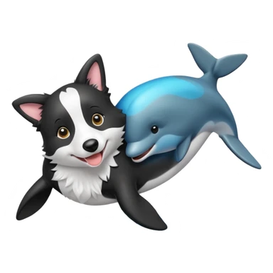 a combination of a dolphin and a boarder collie in one emoji sticker