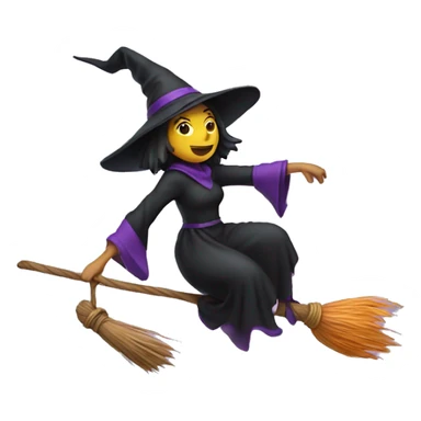 Witch flying on a broom sticker