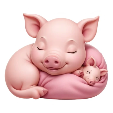 Meme-Worthy Cute Sleeping Piglet Portrait Emoji, Head resting peacefully with a contented smile, showcasing a delightfully tiny build and a luxuriously soft rosy-pink hide, eyes shut in a serene, restful nap, Simplified yet hilariously adorable features, highly detailed, glowing with a soft, drowsy light, high shine, relaxed and utterly lovable, stylized with an air of playful laziness, bright and heartwarming, soft glowing outline, capturing the essence of a comically sleepy piglet, so meme-worthy it feels like it could instantly become the next viral sensation of adorable slumber! sticker