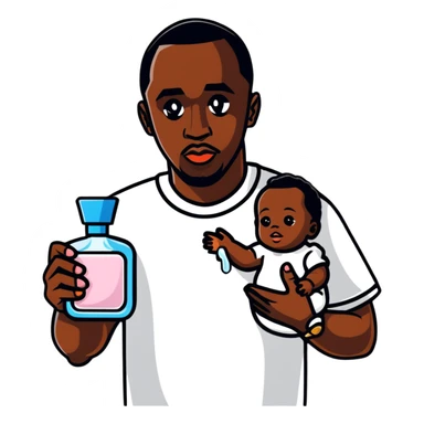 P Diddy holding baby oil sticker