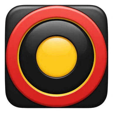 A black and red rectangle with a medium sized yellow circle in the middle sticker