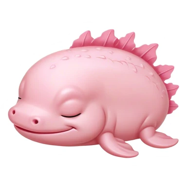 Meme-Worthy Cute Sleeping Axolotl Portrait Emoji, Head resting peacefully with a contented smile, showcasing a slender, graceful body with smooth, pale pink skin and gently drooping feathery gills, eyes shut in a serene nap, Simplified yet hilariously adorable features, highly detailed, glowing with a soft, drowsy light, high shine, relaxed and utterly lovable, stylized with an air of playful laziness, bright and heartwarming, soft glowing outline, capturing the essence of a comically sleepy aquatic friend, so meme-worthy it feels like it could instantly become the next viral sensation of adorable slumber! sticker