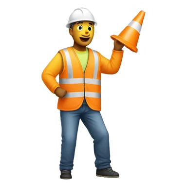 Dancing man with construction vest or cone sticker