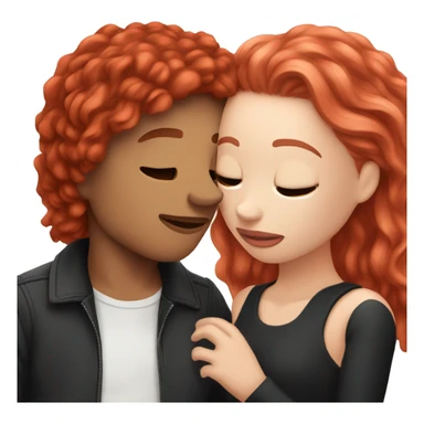 couple kiss,girl with white skin red hair man with withe skin balck hair  sticker