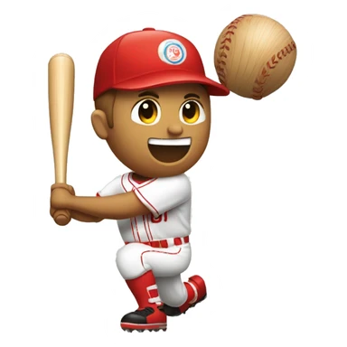 Un bate de béisbol de madera bateando una pelota solo sticker