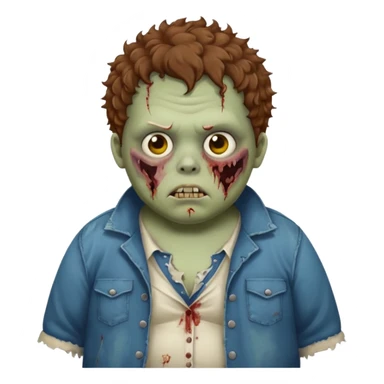 a zombie boy with brown curly hair and a fat double chin sticker