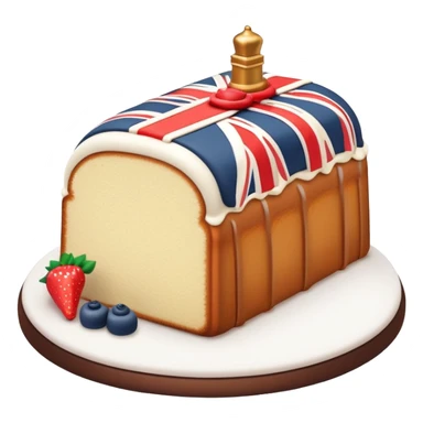 A delicious pound cake with London-inspired decorations sticker