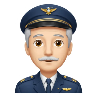 an old civil pilot with grey hair and no mustache sticker