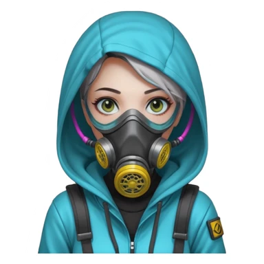 cyberpunk gasmask girl programmer sticker