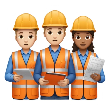 group of railway engineers behind a table sticker