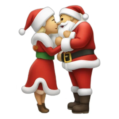 full body santa and mrs. claus kiss hug sticker