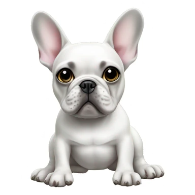 French bulldog full white with Little dots  with a custom of baby yoda sticker