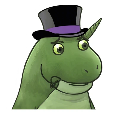 unicorn with a top hat and a beard sticker