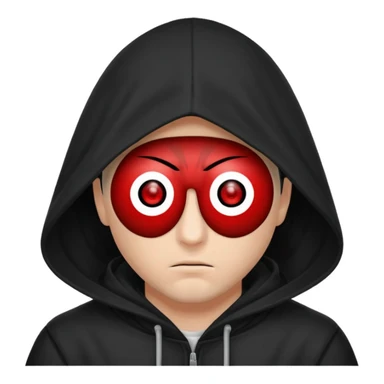 Un homme avec une capuche qui cashe 1 de c yeux et l'autre de c'est yeux et un sharingan sticker