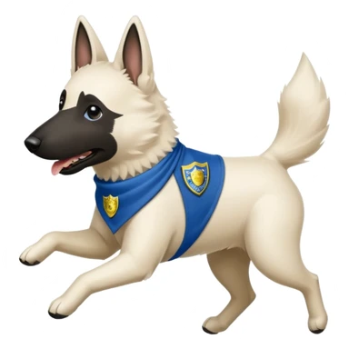 White belgian Shepard Runs away from police car and says "ACAB" sticker