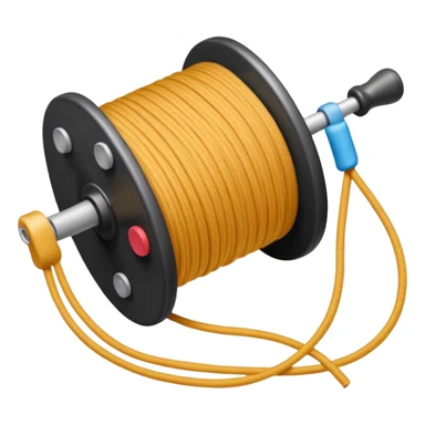 showing a hand neatly winding thread around a spool, yarn reel, or cable roll — showing the action of wrapping or coiling something around — smooth motion lines indicating circular movement, clean colorful emoji-style design sticker
