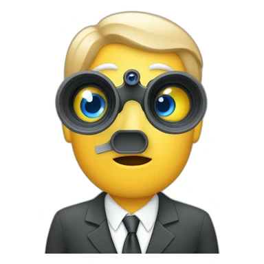 a white business man in tie looking through a long binocular sticker