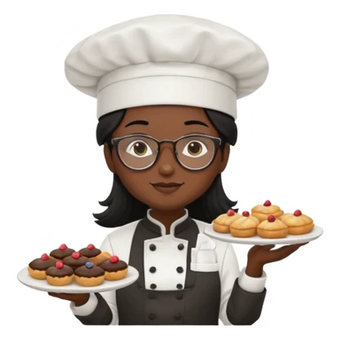 Profesora de pastelería morena con gafas y pelo negro largo sticker