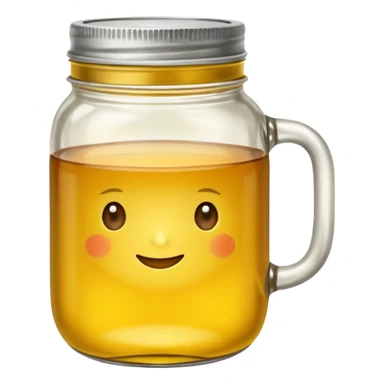 mason jar without any straws, 2d, in google emoji style, no face, simple with little shading, mason jar with ice lemon tea but no lemons and no ice visible. NO STARWS.  sticker
