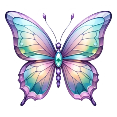 Pastel sparkly iridescent glass crystal butterfly sticker