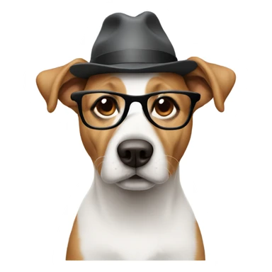 Dog wearing glasses and hat sticker