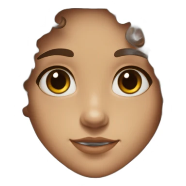 half faun half human girl with long curly brown hair and brown eyes with freckles on her face in a black fluffy cloak sticker