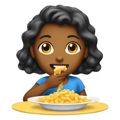 girl eating mac and cheese sticker