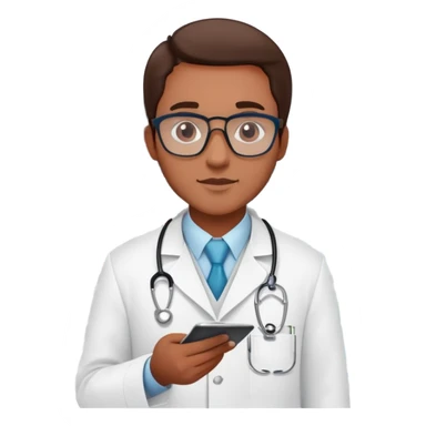 Pharmacist in white lab coat with medicine bottles and prescription pad sticker