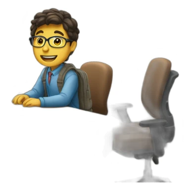 Un garçon qui travaille sur son bureau sticker