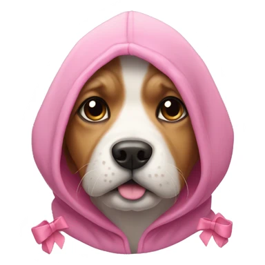 dog wearing hoodie with pink bow sticker