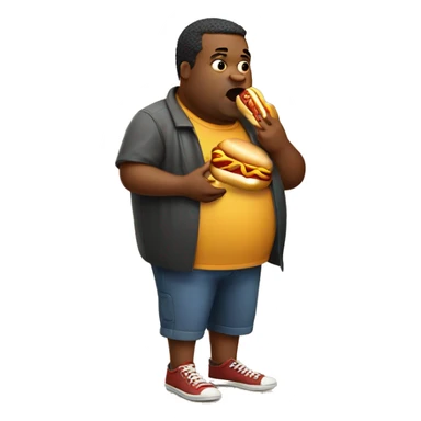 fat man eating hot dog sticker