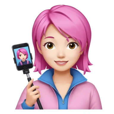 asian influencer pink hair selfie stick sticker