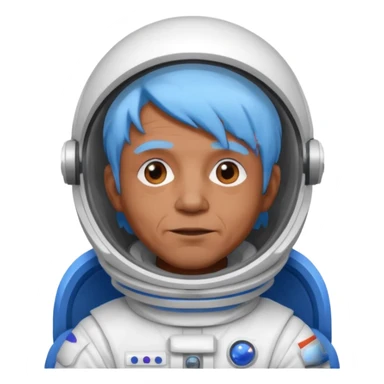 old man, brown skin astronaut with blue hair sticker