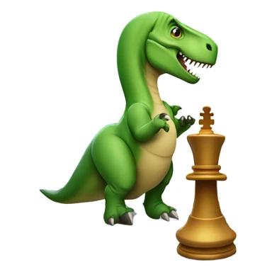 dinosaur holds a queen chess piece in its paw sticker