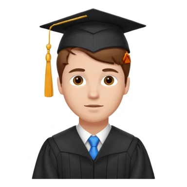 White guy with brown hair in graduation outfit sticker