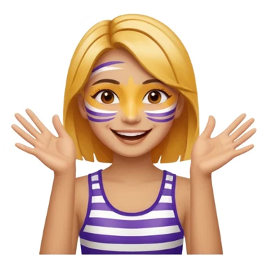 A cheerful girl with face paint stripes, clapping her hands with joy. sticker