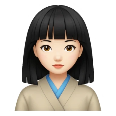 asian girl blunt fringe sticker