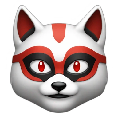 Hacker with Japanese red, black, white kitsune mask sticker