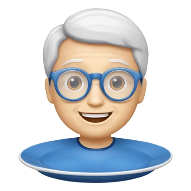 talking plate blue with glassess sticker