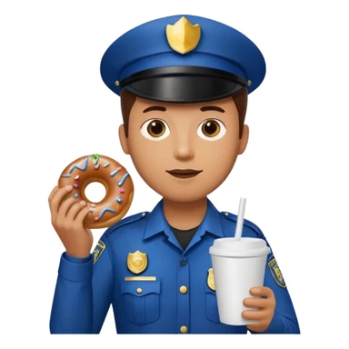 police holding donut and coffee sticker
