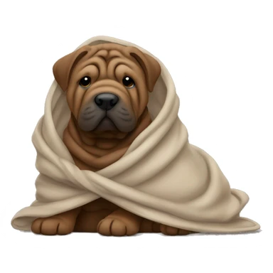 dark brown shar pei wrapped in a blanket sticker
