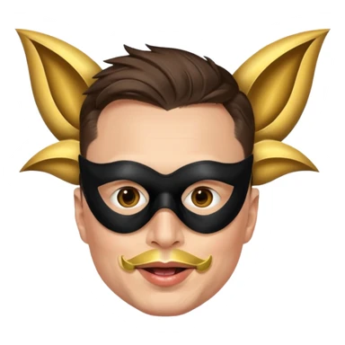 Elon Musk with a masquerade mask, fun emoji style sticker