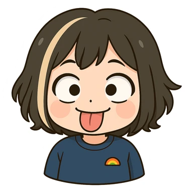 Edit this exact chibi girl in the same anime chibi style, keeping the same face, hair, and outfit. Remove the tears and add a silly playful expression with crossed eyes and tongue sticking out. Transparent background, sized for Twitch emoji use. sticker