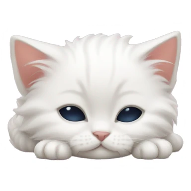 small white kitten with bows sleeping sticker