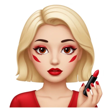 emoji of a makeup ish people with plump lips and mascara and nails sticker