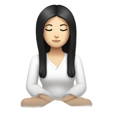 White girl with black hair meditating sticker