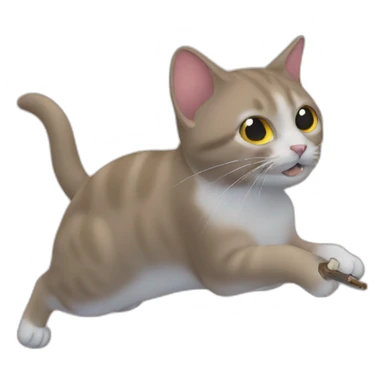 Un chat qui chasse une souris sticker