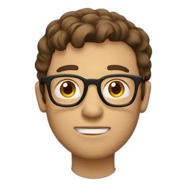 Man with brown hair and glasses who thinks about something sticker