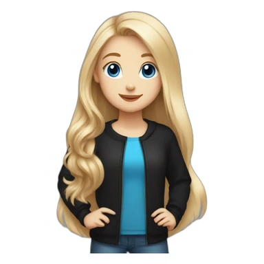 blonde girl with long hair , blue eyes , a black longsleeve that says ,,lilli‘‘ , a hamster on her shoulder sticker