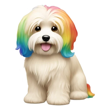 Cream colored havanese with RAINBOW dyed TAIL (NOT RAINBOW EARS) sticker